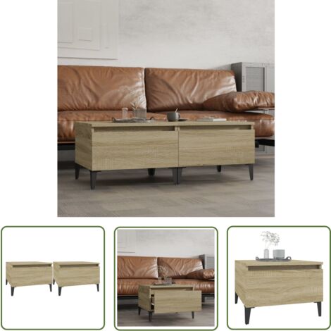 The Living Store Beistelltische 2 Stk. Sonoma-Eiche 50x46x35 cm Holzwerkstoff - Industrieller Stil - Beistelltisch - Wohnzimmerstil - Holzwerkstoff Möbel - Side Table