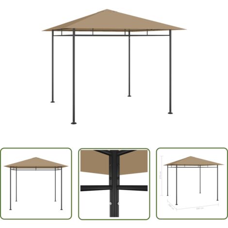 The Living Store Belvédère 3x3x2,7 m Taupe 180 g/m² - Abri Solaire - Gazebo - Parasol - Tente Extérieure - Structure Extérieure