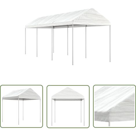 The Living Store Belvédère avec toit blanc 6,69x2,28x2,69 m polyéthylène - Tente Extérieure - Gazebo - Abri Solaire - Parasol - Espace Détente