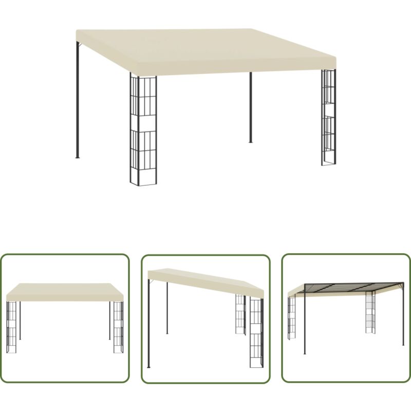 The Living Store Belvédère mural 3x4 m Crème Tissu - Belvédère Mural - Auvent Mural - Parasol Mural - Ombre Extérieure - Protection Solaire