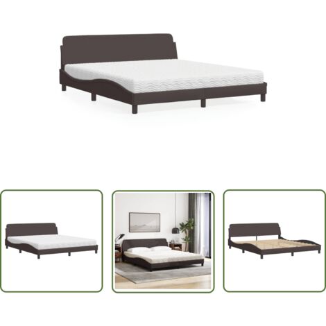 The Living Store Bett mit Matratze Dunkelbraun 180x200 cm Stoff - Bettsofa - Doppelbett - Boxspringbett - Lattenrost - Massivholzbette