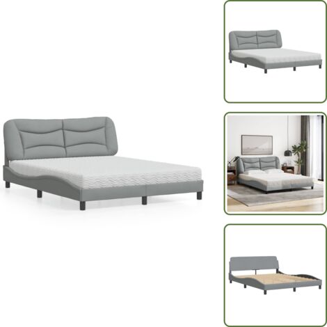 The Living Store Bett mit Matratze Hellgrau 160x200 cm Stoff - Bettsofa - Boxspringbetten - Doppelbett - Einzelbett - Lattenrost