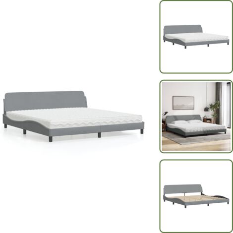 The Living Store Bett mit Matratze Hellgrau 200x200 cm Stoff - Bettsofa - Boxspringbetten - Doppelbett - Schlafzimmermöbel - Lattenrost
