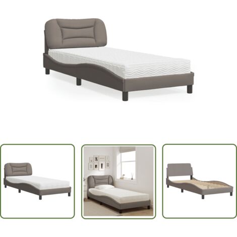 The Living Store Bett mit Matratze Taupe 90x190 cm Stoff - Bettauflage - Doppelbett - Boxspringbetten - Lattenrost - Schlafzimmermöbel