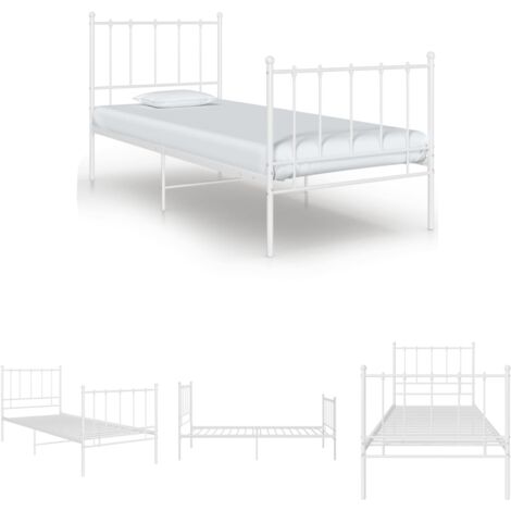 KALISSE The Living Store Bett Weiß Metall 100x200 cm - Betten & Bettgestelle