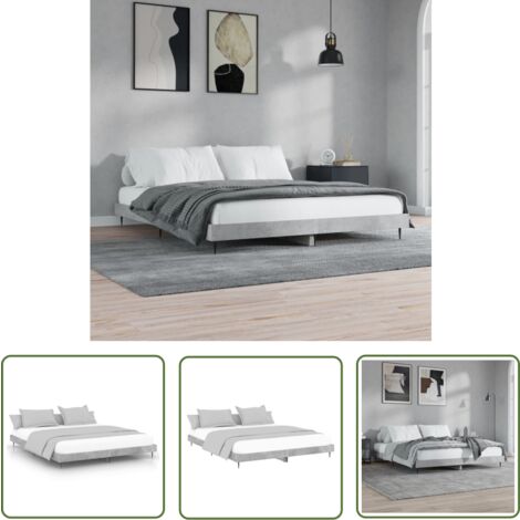 The Living Store Bettgestell Betongrau 120x200 cm Holzwerkstoff - Beton Grau - Doppelbett - Holzrahmen - Massivholzbette - Lattenrost