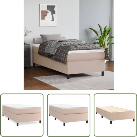 The Living Store Bettgestell Cappuccino-Braun 100x200 cm Kunstleder - Bettes Gestell - Schlafzimmer Möbel - Kunstleder Bett - Doppelbett - Boxspring Bettwäsche
