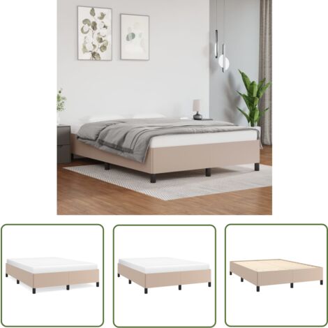 The Living Store Bettgestell Cappuccino-Braun 140x200 cm Kunstleder - Bettesrahmen - Doppelbett - Kunstlederbettwäsche - Schlafzimmermöbel - Boxspringbett