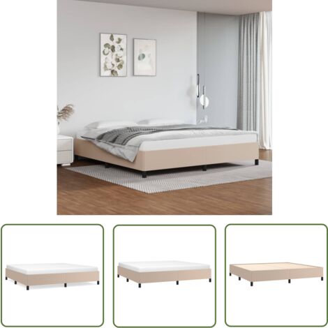 The Living Store Bettgestell Cappuccino-Braun 200x200 cm Kunstleder - Betten - Bettgestell - Doppelbett - Kunstlederbett - Cappuccino Braun