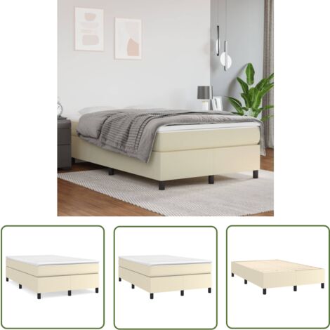 The Living Store Bettgestell Creme 120x200 cm Kunstleder - Bettes - Schlafzimmermöbel - Kunstledersofa - Boxspringbetten - Doppelbett