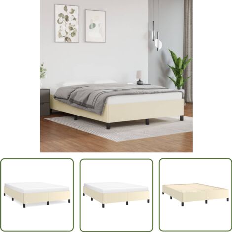 The Living Store Bettgestell Creme 140x200 cm Kunstleder - Bettesrahmen - Schlafzimmermöbel - Kunstledersofa - Doppelbett - Boxspringbetten