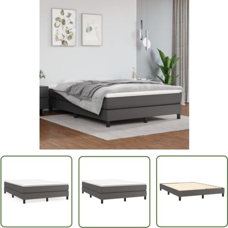 The Living Store Bettgestell Grau 140x190 cm Kunstleder - Bettes Gestell - Schlafzimmer Möbel - Kunstleder Bett - Doppelbett - Boxspring Bettkasten
