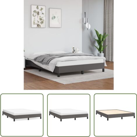 The Living Store Bettgestell Grau 140x190 cm Kunstleder - Bettrahmen - Schlafzimmermöbel - Kunstlederbett - Doppelbett - Boxspringbetten