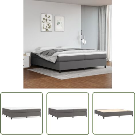 The Living Store Bettgestell Grau 200x200 cm Kunstleder - Bettes Gestell - Doppelbett - Kunstleder Bett - Grau Bett - Boxspringbetten