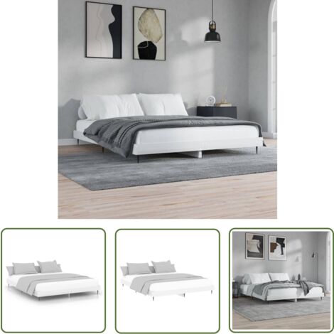 The Living Store Bettgestell Hochglanz-Weiß 120x200 cm Holzwerkstoff - Bettes Gestell - Doppelbett - Weißes Bett - Holzrahmen Bett - Massivholzbette