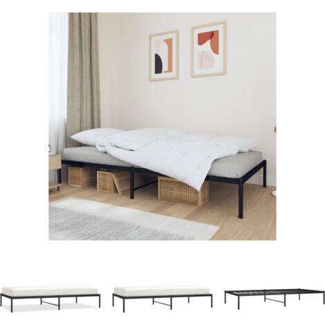 The Living Store - Bettgestell Metall Schwarz 107x203 cm