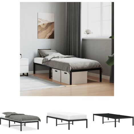 The Living Store Bettgestell Metall Schwarz 75x190 cm - Betten & Bettgestelle