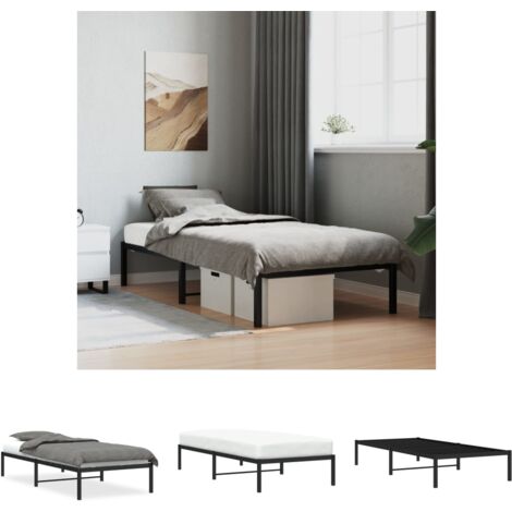 The Living Store Bettgestell Metall Schwarz 90x190 cm - Betten & Bettgestelle