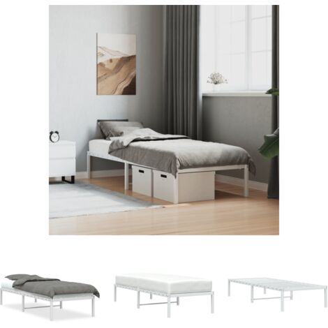 The Living Store Bettgestell Metall Weiß 75x190 cm -  Betten & Bettgestelle
