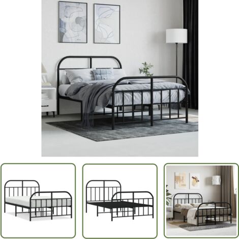 MAISON CHIC The Living Store Bettgestell mit Kopf- und Fußteil Metall Schwarz 120x200 cm - Betten & Bettgestelle