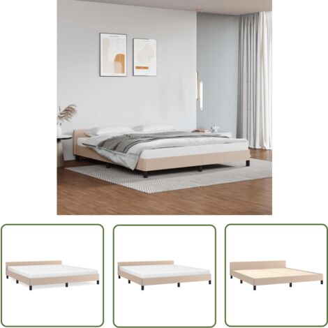 The Living Store Bettgestell mit Kopfteil ohne Matratze Cappuccino 160x200 cm - Betten - Bettgestell - Doppelbett - Kapuzenbett - Kopfteil