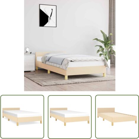 The Living Store Bettgestell mit Kopfteil ohne Matratze Creme 90x190 cm Stoff - Bettsofa - Kopfteil - Lattenrost - Boxspringbetten - Doppelbett