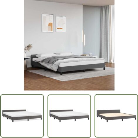The Living Store Bettgestell mit Kopfteil ohne Matratze Grau 160x200 cm - Bettesrahmen - Doppelbett - Kopfteil - Kunstleder - Grau