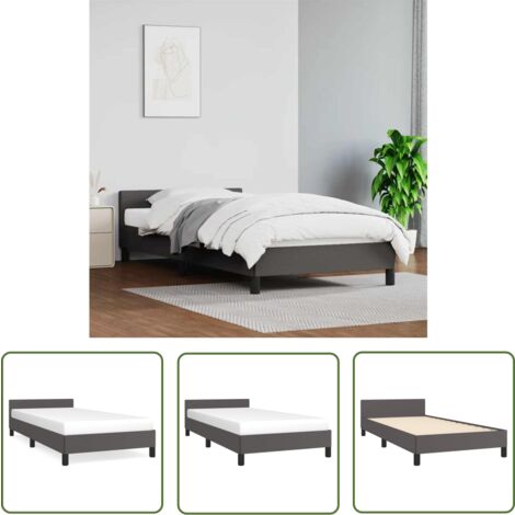 The Living Store Bettgestell mit Kopfteil ohne Matratze Grau 90x200 cm - Bettsofa - Kopfteil Bett - Doppelbett - Boxspringbetten - Lattenrost