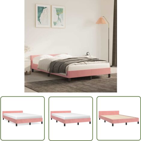 The Living Store Bettgestell mit Kopfteil ohne Matratze Rosa 120x200 cm Samt - Samtbettwäsche - Doppelbett - Rosa Bett - Kopfteil Bett - Boxspringbett
