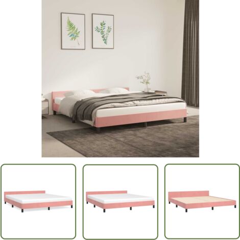 The Living Store Bettgestell mit Kopfteil ohne Matratze Rosa 180x200 cm Samt - Samtbettwäsche - Doppelbett - Rosa Bett - Boxspringbett - Kopfteil Bett