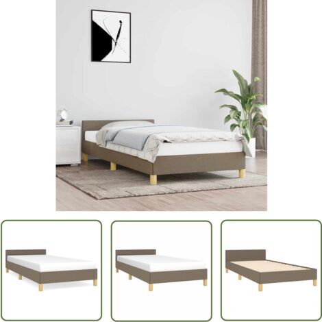 The Living Store Bettgestell mit Kopfteil ohne Matratze Taupe 90x190 cm Stoff - Bettes Gestell - Doppelbett - Lattenrost - Kopfteil - Taubenfarbenes Bett