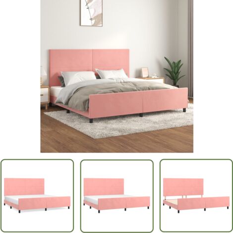 The Living Store Bettgestell mit Kopfteil Rosa 200x200 cm Samt - Samtsofa - Rosa Sofa - Doppelbett - Boxspringbetten - Hochbett