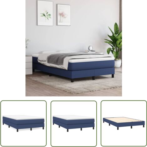 The Living Store Bettgestell ohne Matratze Blau 120x200 cm Stoff - Bettes - Bettgestell - Doppelbett - Blau - Holzrahmen