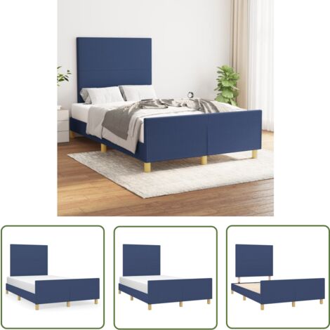 The Living Store Bettgestell ohne Matratze Blau 120x200 cm Stoff - Bettes Gestell - Holzbetten - Lattenrost - Boxspringbett - Doppelbett