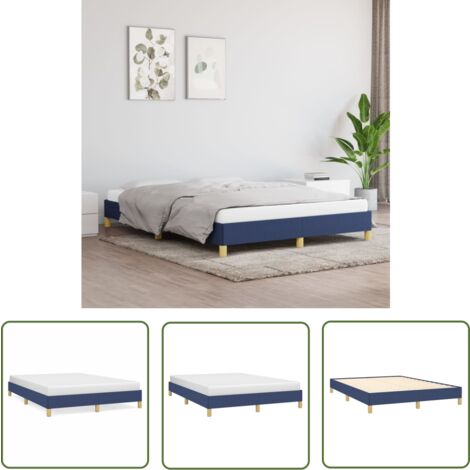 The Living Store Bettgestell ohne Matratze Blau 140x200 cm Stoff - Bettrahmen - Doppelbett - Blau - Holzrahmen - Lattenrost
