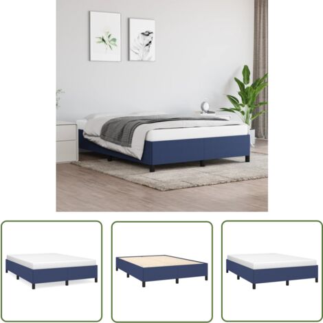 The Living Store Bettgestell ohne Matratze Blau 140x200 cm Stoff - Bettrahmen - Doppelbett - Blau - Lattenrost - Holzrahmen
