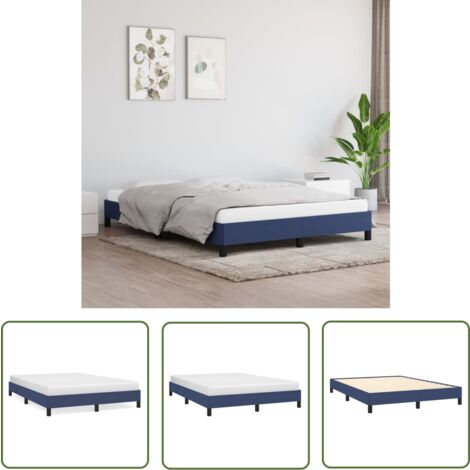The Living Store Bettgestell ohne Matratze Blau 140x200 cm Stoff - Bettrahmen - Doppelbett - Blau - Lattenrost - Holzrahmen