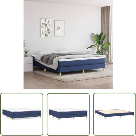 The Living Store Bettgestell ohne Matratze Blau 180x200 cm Stoff - Bettes Gestell - Doppelbett - Blau - Holzrahmen - Lattenrost