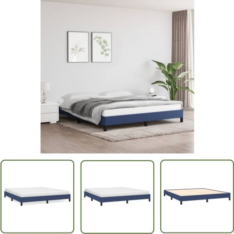 The Living Store Bettgestell ohne Matratze Blau 180x200 cm Stoff - Bettrahmen - Doppelbett - Blau - Holzrahmen - Lattenrost
