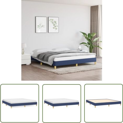 The Living Store Bettgestell ohne Matratze Blau 180x200 cm Stoff - Bettrahmen - Doppelbett - Blau - Holzrahmen - Lattenrost
