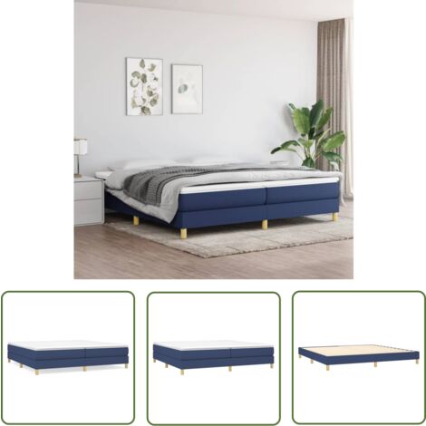 The Living Store Bettgestell ohne Matratze Blau 200x200 cm Stoff - Bettes Gestell - Boxspringbetten - Doppelbett - Blau - Schlafzimmer Möbel