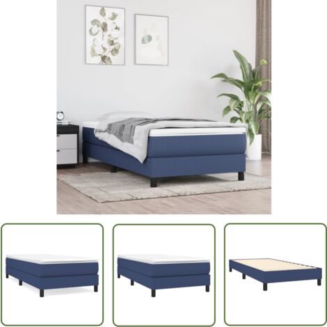 The Living Store Bettgestell ohne Matratze Blau 90x200 cm Stoff - Bettes Gestell - Holzbettrahmen - Lattenrost - Einzelbett - Blau