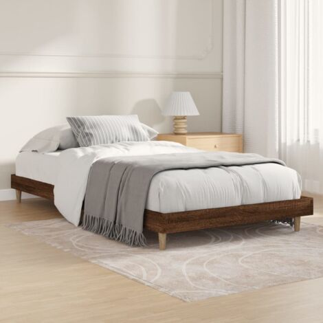 The Living Store Bettgestell ohne Matratze Braun Eiche 90x200 cm Holzwerkstoff - Bettesrahmen - Doppelbett - Massivholzbette - Holzmöbel - Schlafzimmermöbel