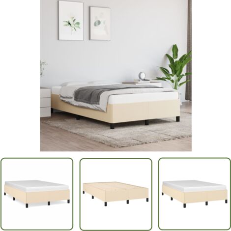 The Living Store Bettgestell ohne Matratze Creme 120x200 cm Stoff - Bettrahmen - Doppelbett - Boxspringbetten - Creme Bett - Schlafzimmermöbel