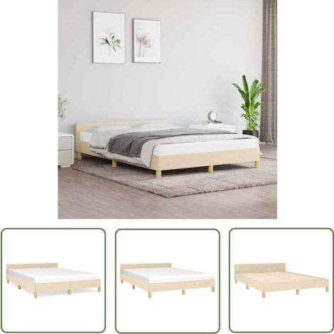 The Living Store Bettgestell ohne Matratze Creme 140x190 cm Stoff - Bettsofa - Doppelbett - Boxspringbetten - Lattenrost - Schlafzimmermöbel