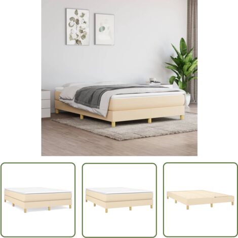 The Living Store Bettgestell ohne Matratze Creme 140x200 cm Stoff - Bettes Gestell - Schlafzimmer Möbel - Boxspring Rahmen - Lattenrost - Creme Farbe