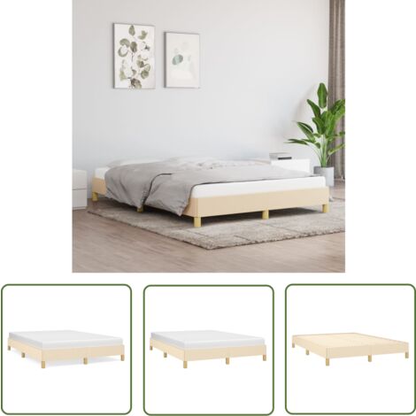 The Living Store Bettgestell ohne Matratze Creme 140x200 cm Stoff - Bettrahmen - Doppelbett - Cremefarbenes Bett - Lattenrost - Holzrahmen