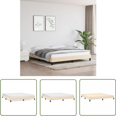 The Living Store Bettgestell ohne Matratze Creme 160x200 cm Stoff - Bettrahmen - Doppelbett - Cremefarbenes Bett - Lattenrost - Holzrahmen