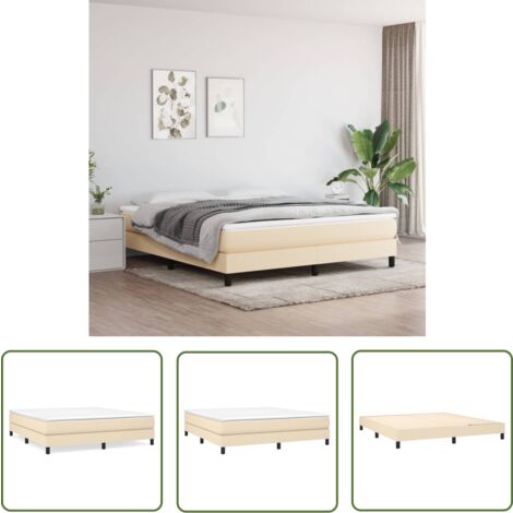The Living Store Bettgestell ohne Matratze Creme 180x200 cm Stoff - Bettes Gestell - Doppelbett - Cremefarbenes Bett - Holzrahmen Bett - Lattenrost Bett