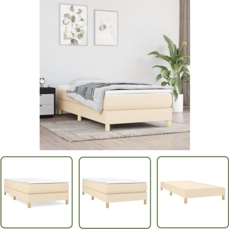 The Living Store Bettgestell ohne Matratze Creme 80x200 cm Stoff - Bettes Gestell - Schlafzimmer Möbel - Doppelbett - Einzelbett - Creme Farbe